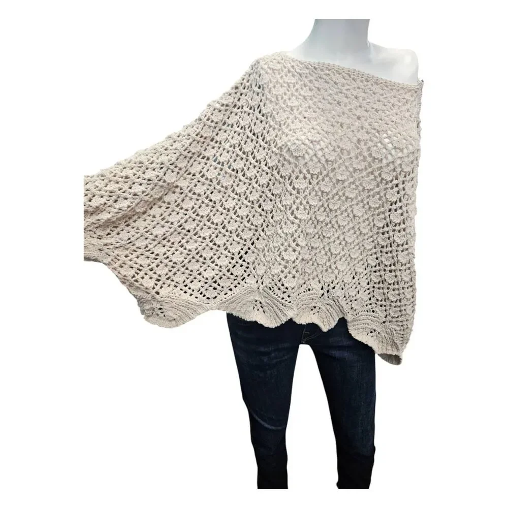 Jessica Simpson Sweater Cream Crochet Doleman Sleeve Womens Size Small